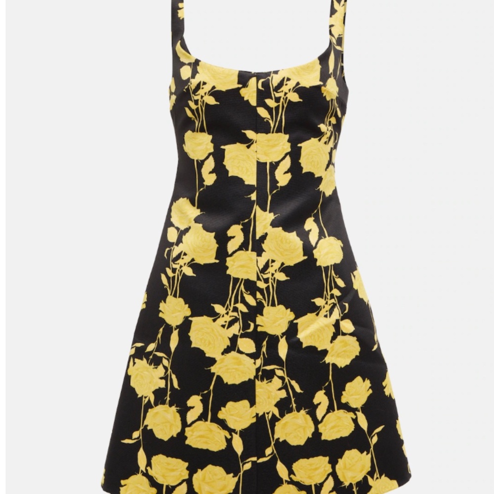 Emilia Wickstead Black and Yellow Floral Mini Dress